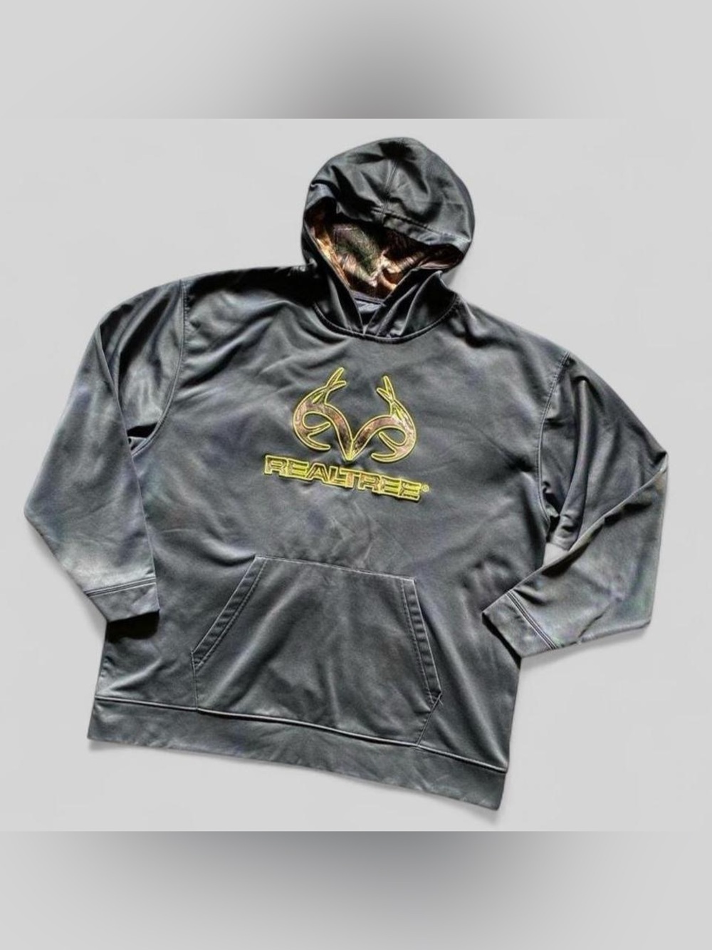 Realtree Men's Gray Camo Lined Pullover Hoodie Hunting Workwear Western